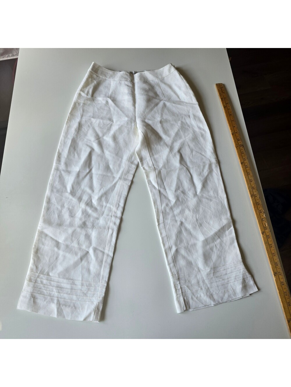 Real Comfort Chadwick’s White Linen Blend Wide Leg Pants Womens 2P Petite